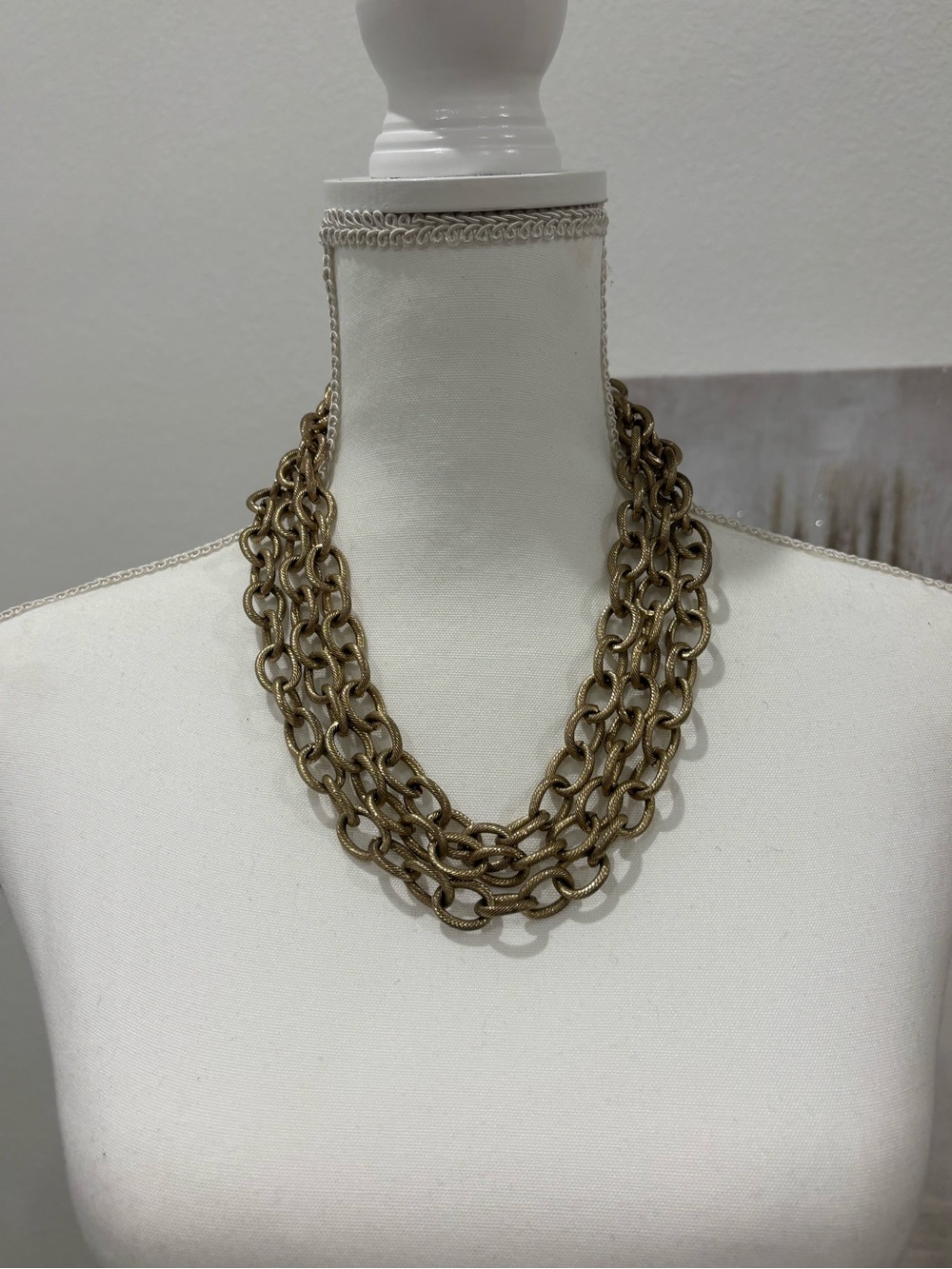 Multi-Strand Antique Gold Chain Necklace - Women Jewelry